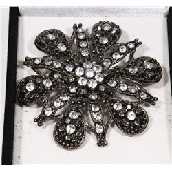 ESTATE ORNATE RHINESTONE BROOCH