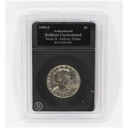 1980-S B.U. SUSAN B ANTHONY ENCASED DOLLAR COIN