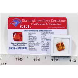 #100-NATURAL ORANGE SAPPHIRE LOOSE GEMSTONE 8.57CT