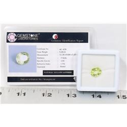 #107-NATURAL YELLOW SAPPHIRE LOOSE GEMSTONE 5.37CT