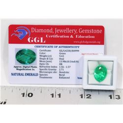 #112-NATURAL GREEN EMERALD LOOSE GEMSTONE 9.43CT