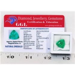 #111-NATURAL GREEN EMERALD LOOSE GEMSTONE 6.72CT
