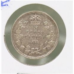 SCARCE KEY DATE 1915 CANADIAN GEORGE V 5 CENT COIN