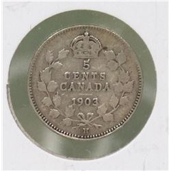 1903H SMALL H EDWARD VII 5 CENT 1ST YEAR ISSUE