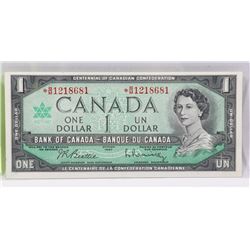UNC CANADIAN 1967 ASTRISK B/M REPLACEMENT $1 BILL