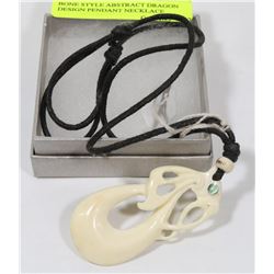 BONE STYLE ABSTRACT DRAGON DESIGN PENDANT NECKLACE