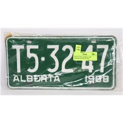 ONE NEW ALBERTA 1968 LICENSE PLATES, NEVER