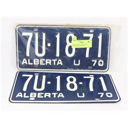 PAIR OF NEW ALBERTA 1970 LICENSE PLATES, NEVER