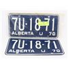 Image 1 : PAIR OF NEW ALBERTA 1970 LICENSE PLATES, NEVER
