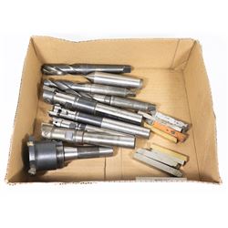 MACHINE SHOP ACCESSORIES INCL DRILL BITS AND MORE.