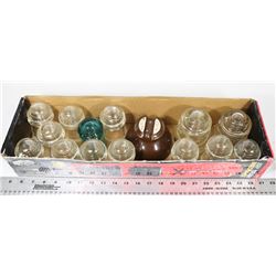 LOT OF GLASS AND CERAMIC INSULATORS.