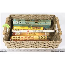 BASKET W/LOTS OF INCENSE STICKS AND