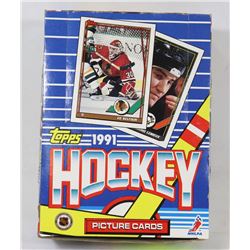 UNOPENED BOX OF 1991 TOPPS HOCKEY CARDS.