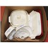 Image 1 : BOX W/CORNINGWARE CASSEROLES WITH