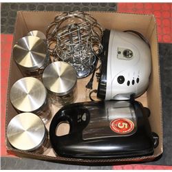 BOX W/10-PC CANISTER SET, OILER'S TOASTER,