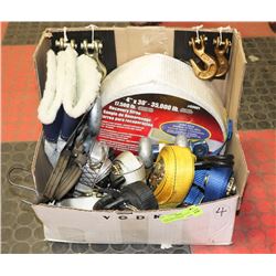 4"X30' TOW STRAP/7 RATCHET STRAPS/2X 1" CLEVIS