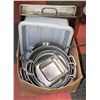 Image 1 : BOX OF COMMERICAL COOKING POTS & PANS