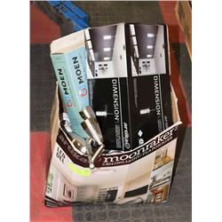 BOX OF 2 LIGHT FIXTURES, TOWEL HANGER AND ASSORTED