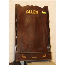VINTAGE WOODEN GUN/POOL CUE WALL STORAGE
