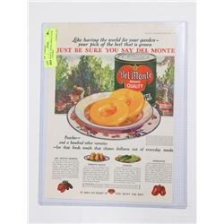 1928 DEL MONTE COLOR AD FRAMED