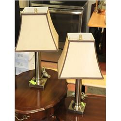 SET OF 2 BRUSHED NICKEL TABLE LAMPS -