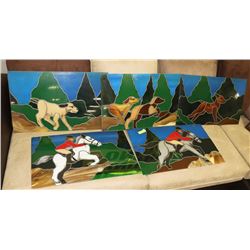 LOT OF 5 STAINGLASS STYLE PANELS 17"X27" OF
