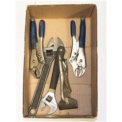 BOX W/VARIOUS TYPES OF VICE GRIP PLIERS