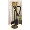 Image 1 : COMPLETE BLACK WITH BRASS ACCENTS FIREPLACE SET.