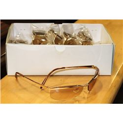 BOX OF GOLD TONED DESIGNER SUNGLASSES