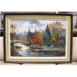 ESTATE OIL ON CANVAS NATURE SCENE, 45 X 31