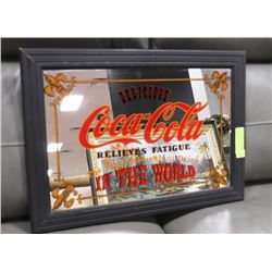 WOOD FRAMED MIRRORED COCA-COLA BAR