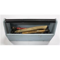 SOLID WOOD TOOLBOX FULL OF VARIOUS