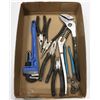 Image 1 : BOX W/VARIOUS TYPES OF PLIERS, CUTTERS &