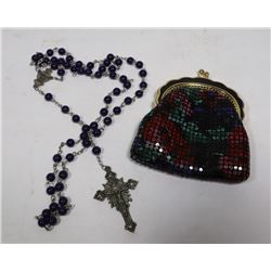 ESTATE ROSARY "FATIMA 1917 - 2017" W/PURPLE BEADS