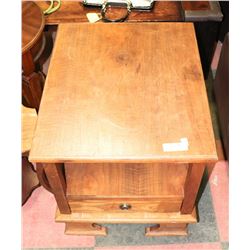 SOLID WOOD 2-TIER TABLE W/DRAWER -