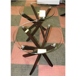 LOT OF 2 GLASS END TABLES (23.5" DIA X 23.5" H)