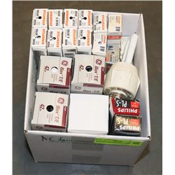 BOX OF ASSORTED CFL LAMPS NEW