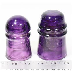LOT OF 2 RARE PURPLE GLASS INSULATORS
