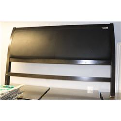 WOOD AND BLACK LEATHERETTE KING SZ HEADBOARD