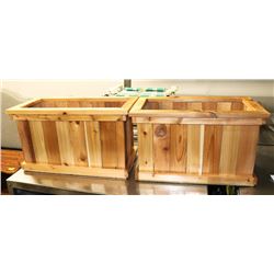 PAIR OF STAINED CEDAR PLANTERS