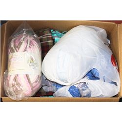 BOX OF ASSORTED YARN AND FABRIC