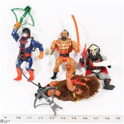 LOT OF 4 HE MAN ACTION FIGURES WITH ACCESSORIES