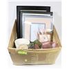 Image 1 : BOX OF ASSORTED VASES, FRAMED PICTURES AND MORE
