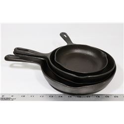LOT OF 4 CAST IRON FRY PANS