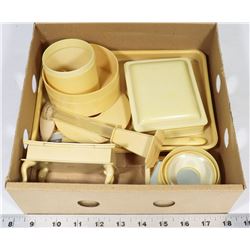 BOX OF FRENCH IVORY CONTAINERS , ETC.