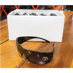 BOX OF BLACK CHANEL STYLED SUNGLASSES