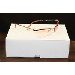 BOX OF  DESIGNER SUNGLASSES WITH PINK LENSES