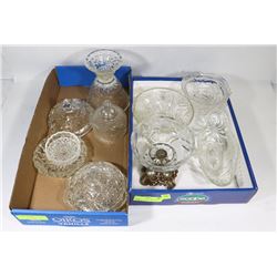 5 CANDY PINWHEEL DISHES AND ASSORTED CRYSTAL