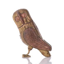Copper Brass Owl Sculpture.