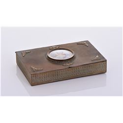 French Bronze Compact Box With Hand Painted